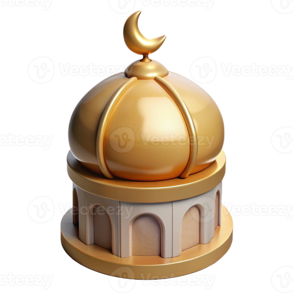 elegant creative Mosque Dome with Crescent Moon Cutout on Transparent Background high quality png