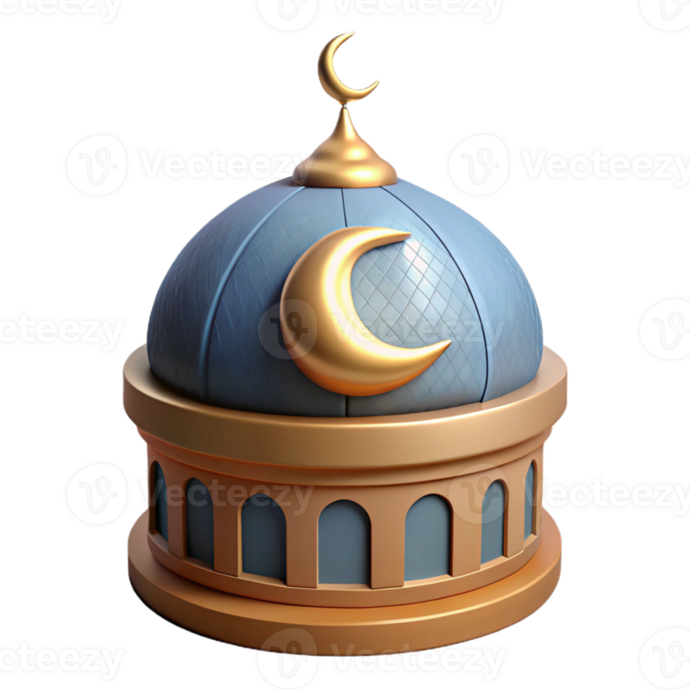 extraordinary artistic Mosque Dome with Crescent Moon Cutout on Transparent Background exclusive png
