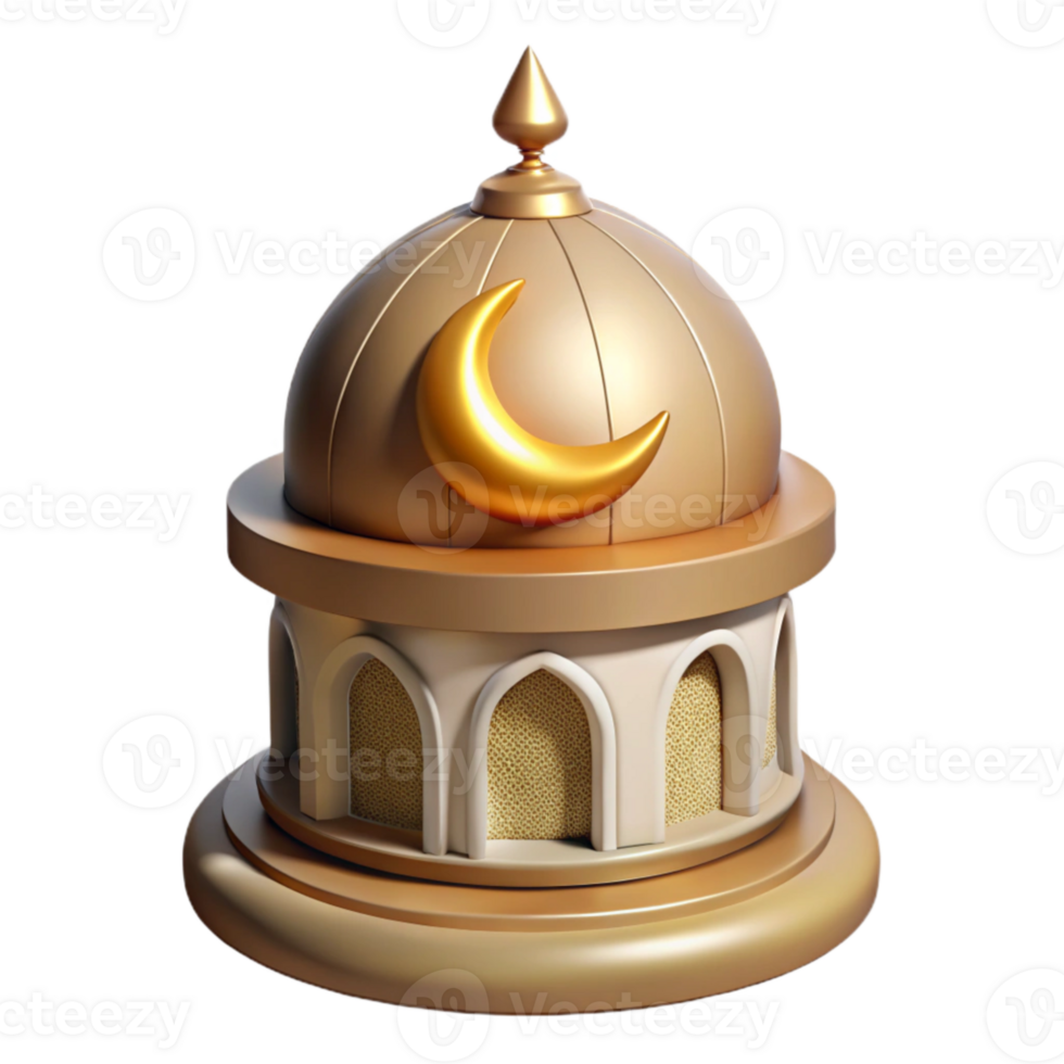 impressive minimalist Mosque Dome with Crescent Moon Cutout on Transparent Background authentic png