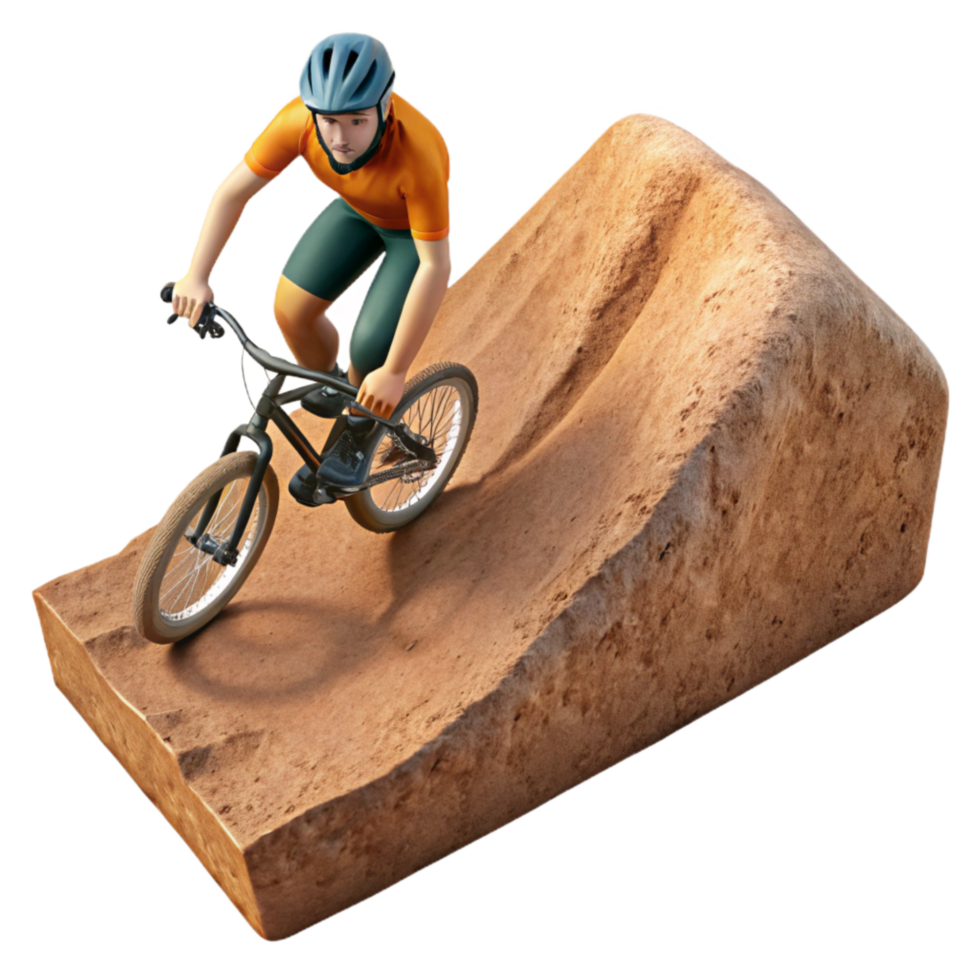 wonderful classic Mountain Biker on Steep Trail Cutout Element exclusive png