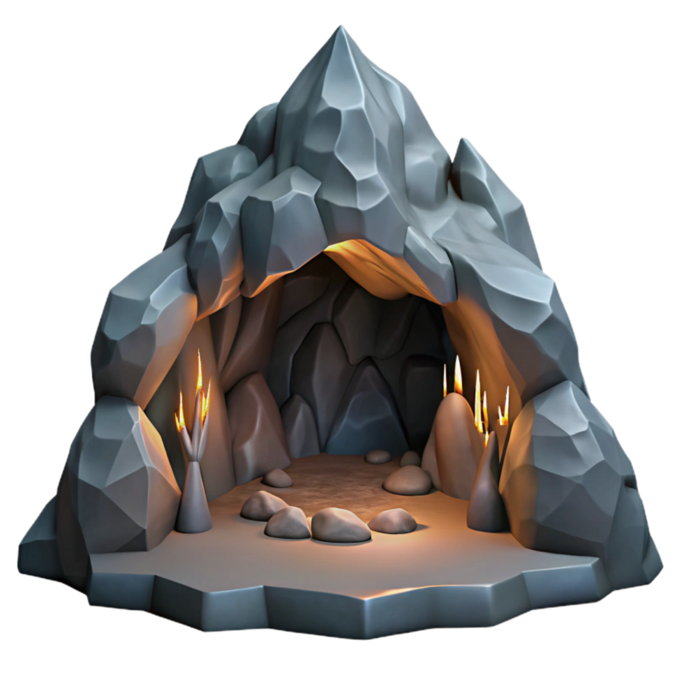 serene abstract Mountain Cave Interior Dark Shadows Transparent Background original png