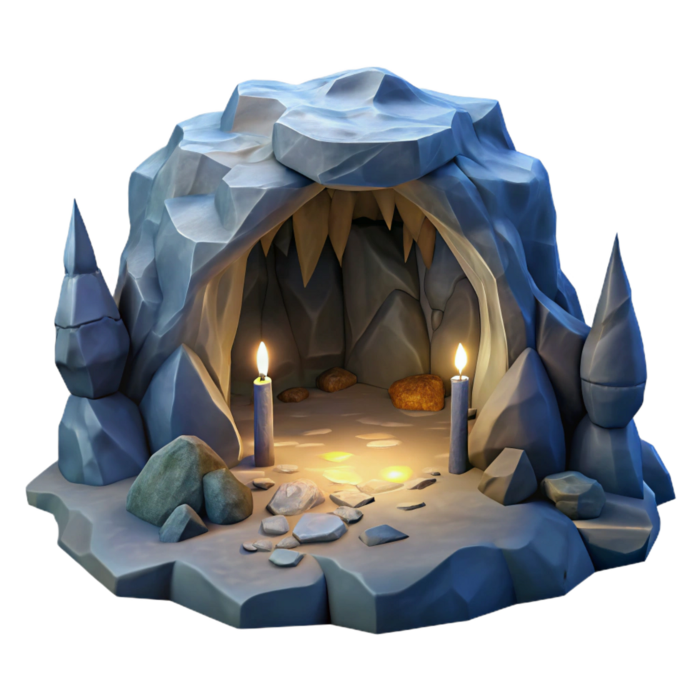 impressive artistic Mountain Cave Interior Dark Shadows Transparent Background original png