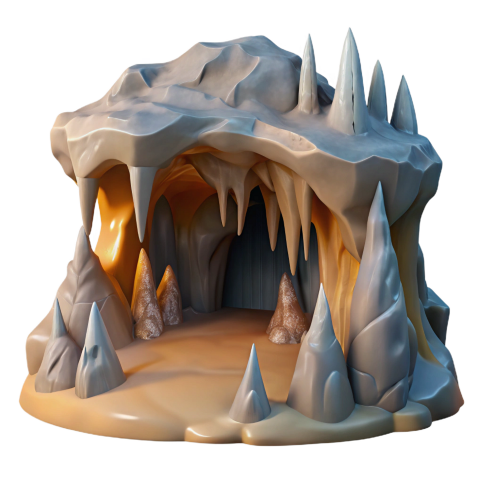 beautiful classic Mountain Cave Interior Stalagmites Cave Formations Transparent Background genuine png