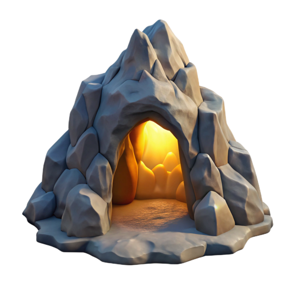 dramatic minimalist Mountain Cave Opening Bright Sunlight Transparent Background detailed png