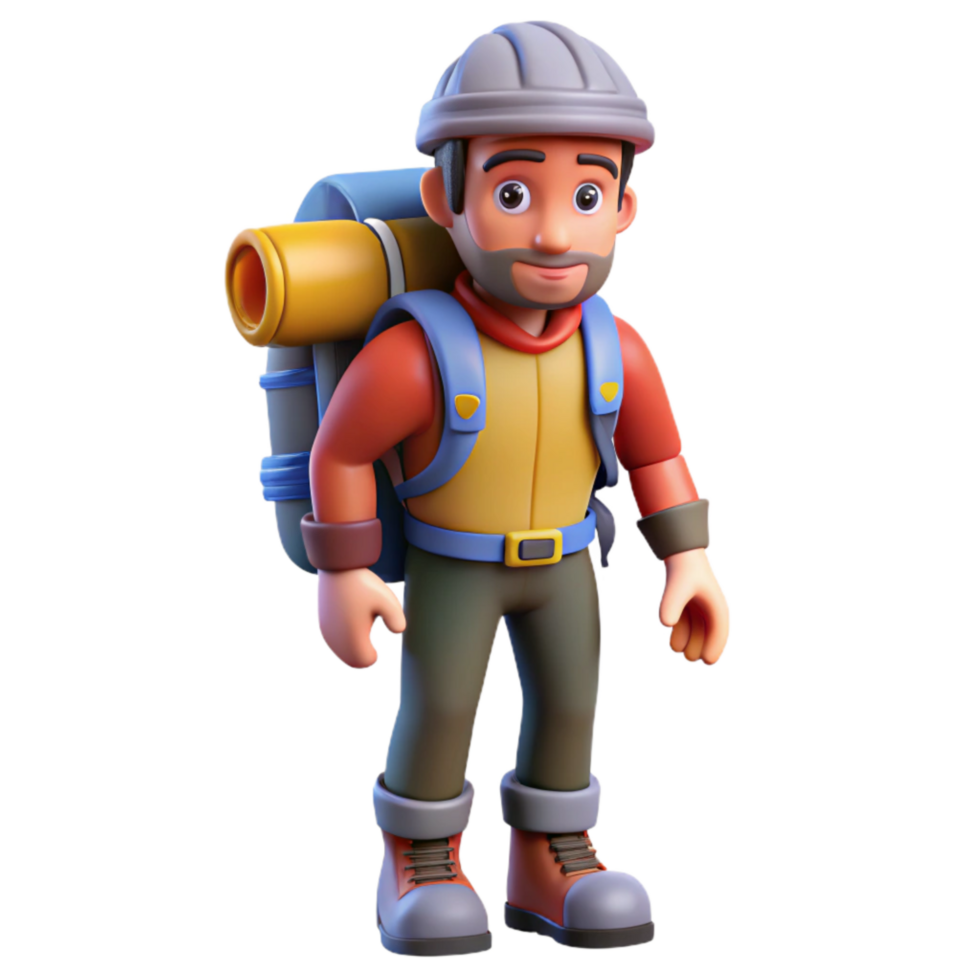 stunning artistic Mountain Climber with Backpack Isolated on Transparent Background premium png