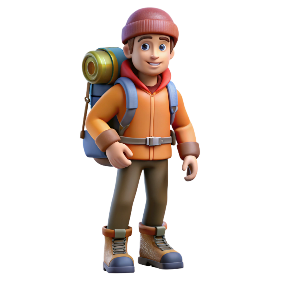 stunning traditional Mountain Climber with Backpack Isolated on Transparent Background premium png