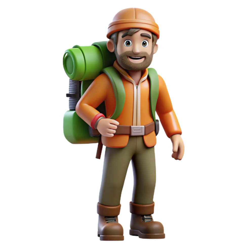 extraordinary minimalist Mountain Climber with Backpack Isolated on Transparent Background original png