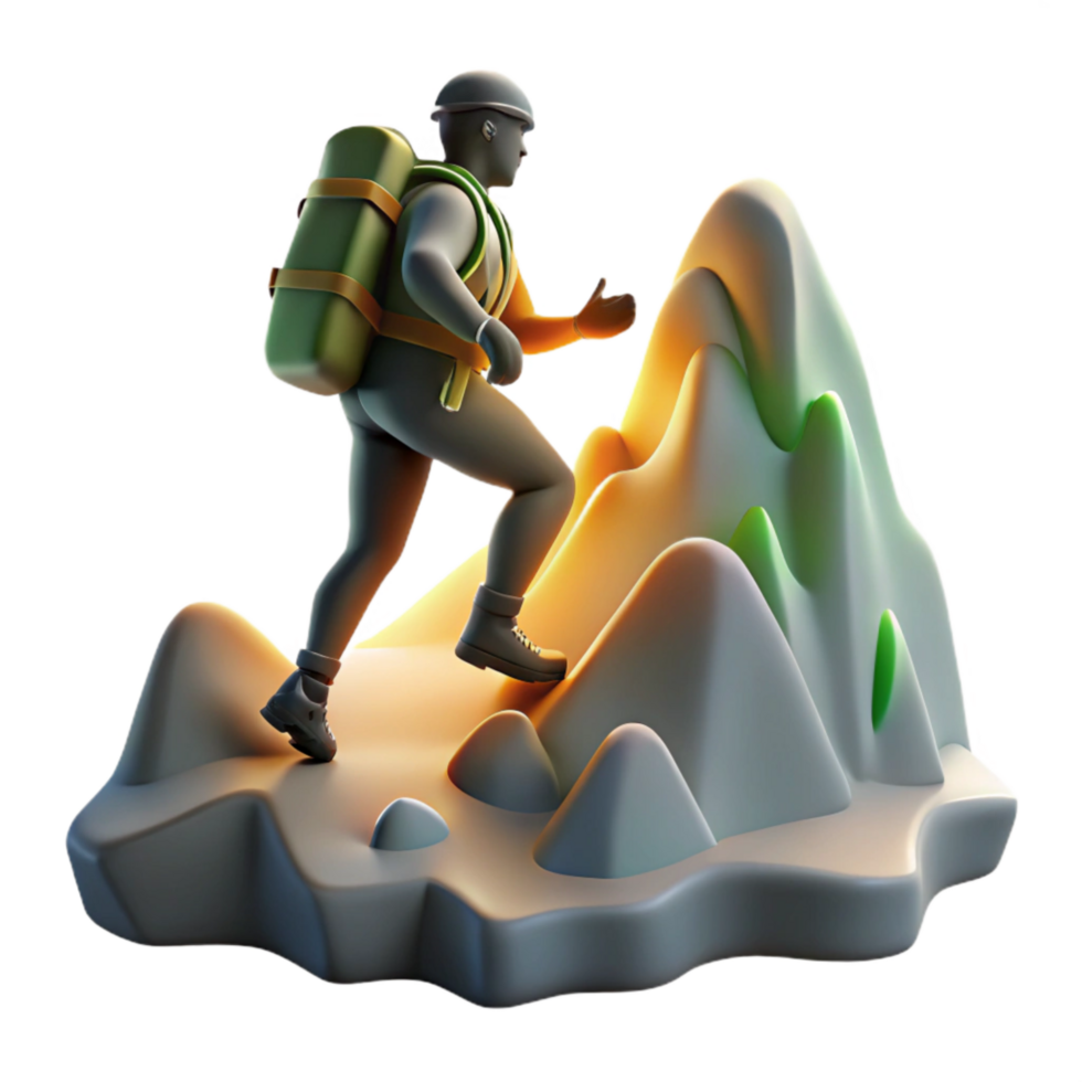 wonderful traditional Mountain Climber Silhouette Cutout with Backlighting detailed png