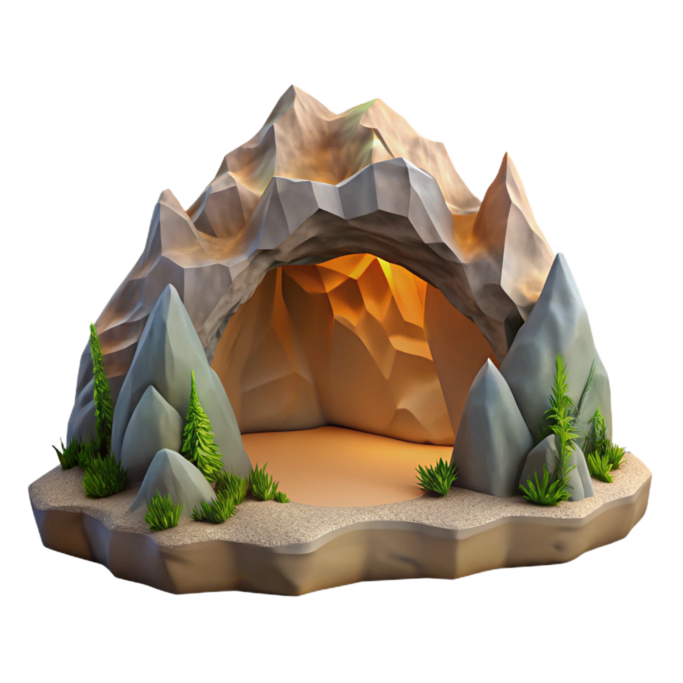 wonderful abstract Mountain Cave Opening Scenic View Transparent Background high quality png