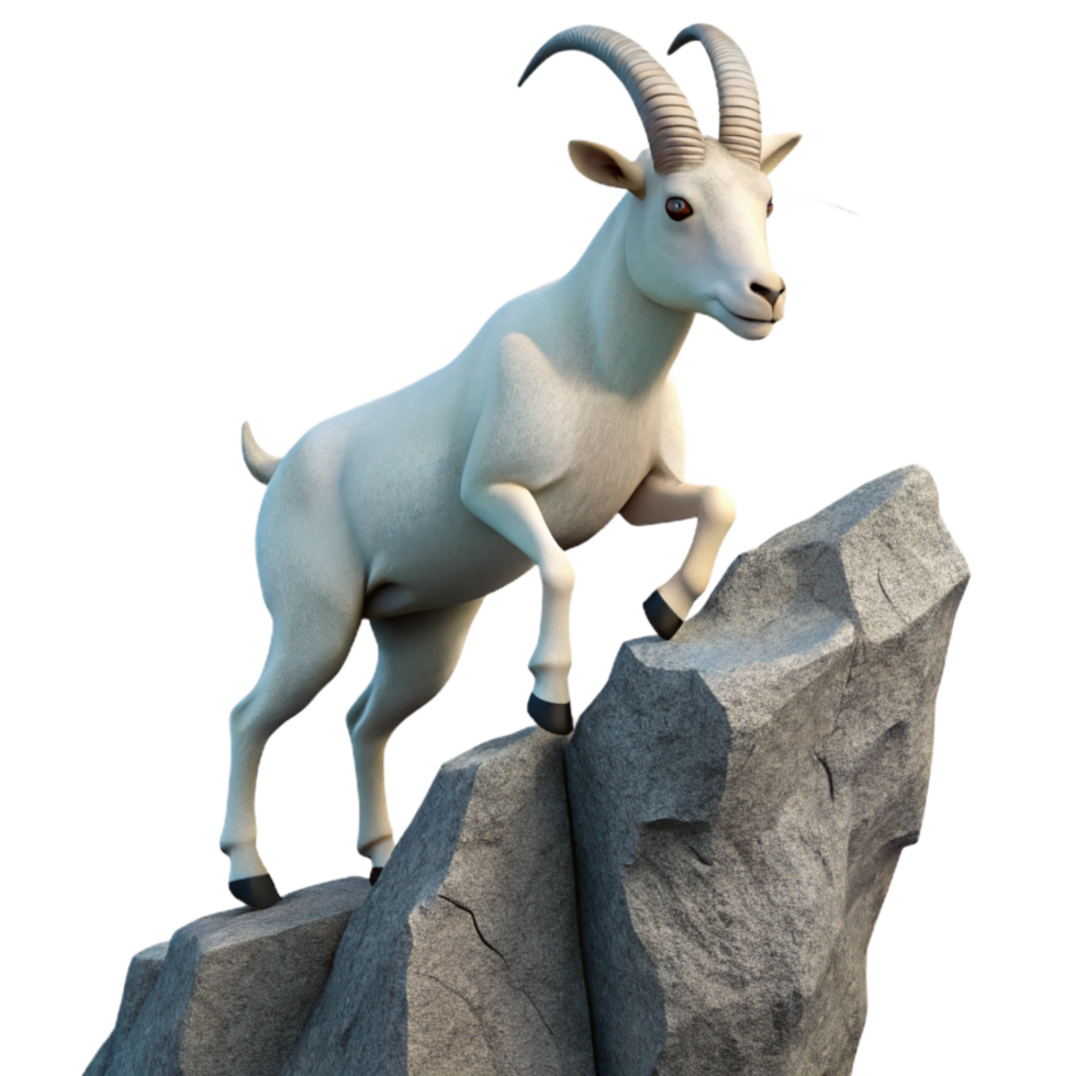 dramatic creative Mountain Goat Climbing Cliff Transparent Background high resolution png