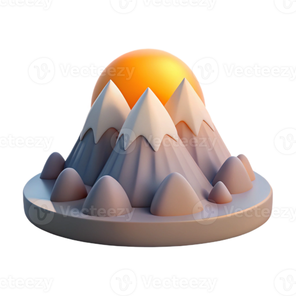 wonderful abstract Mountain Landscape Sunrise Scene Transparent Background high resolution png