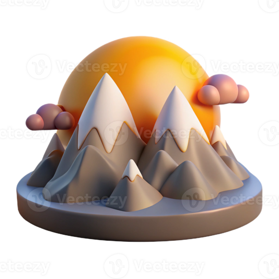 stunning minimalist Mountain Landscape Sunrise Scene Transparent Background png