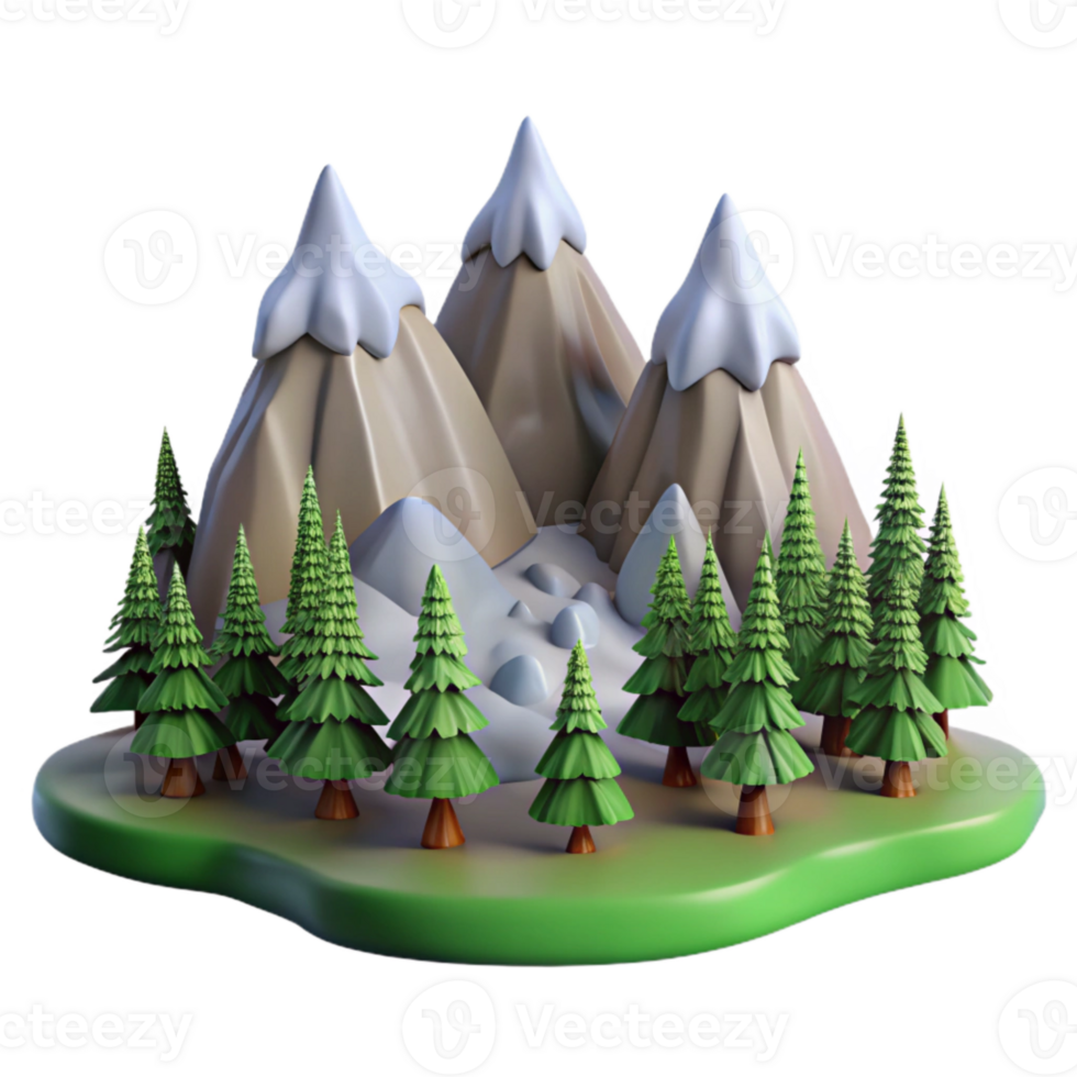 magnificent rustic Mountain Landscape with Pine Trees Cutout authentic png