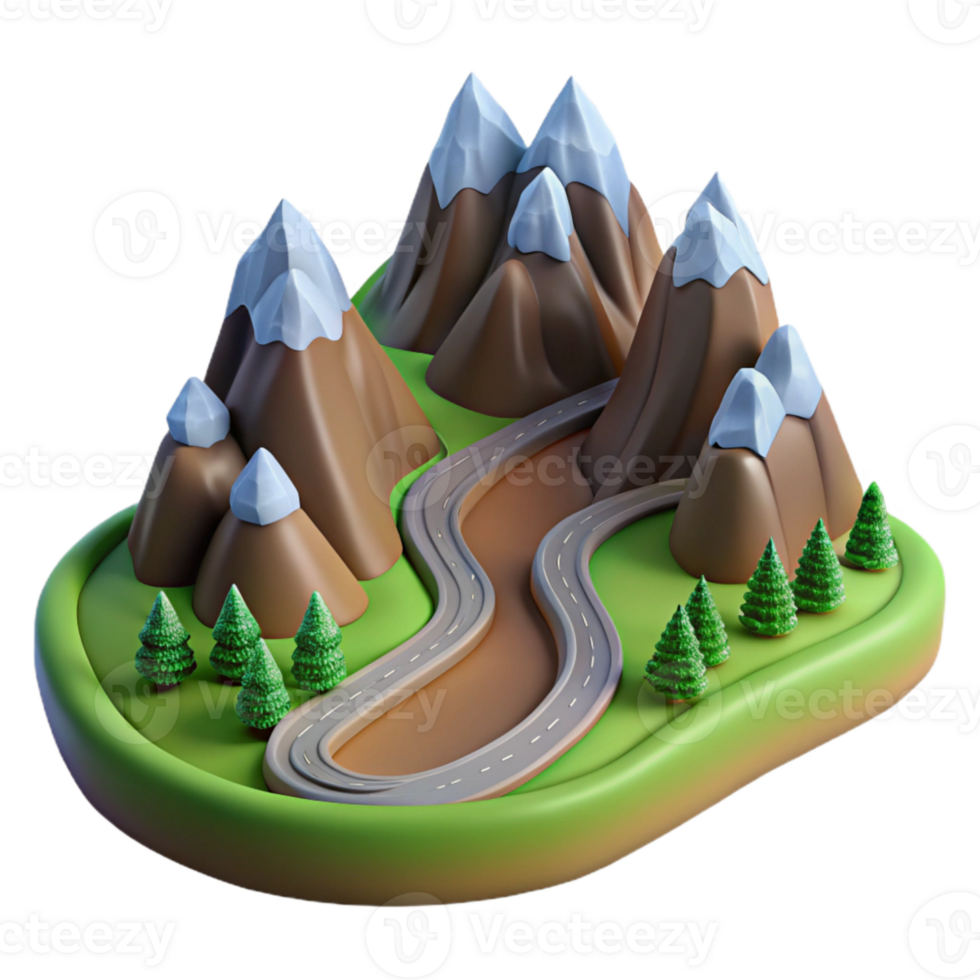 serene artistic Mountain Landscape with Winding Road original png