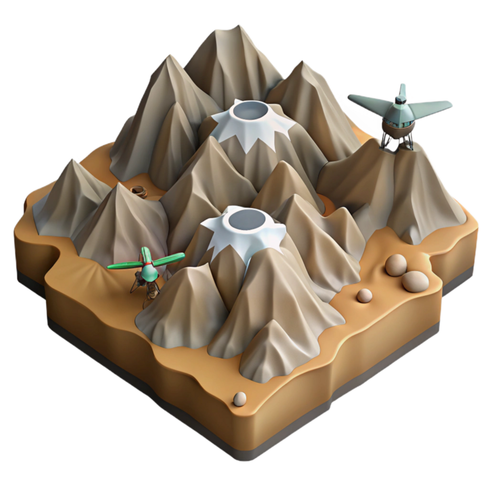 magnificent abstract Mountainous Terrain Aerial View with Drone high quality png