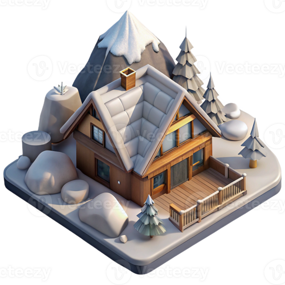 magnificent rustic Mountain Lodge with Snow Aerial View Transparent high resolution png