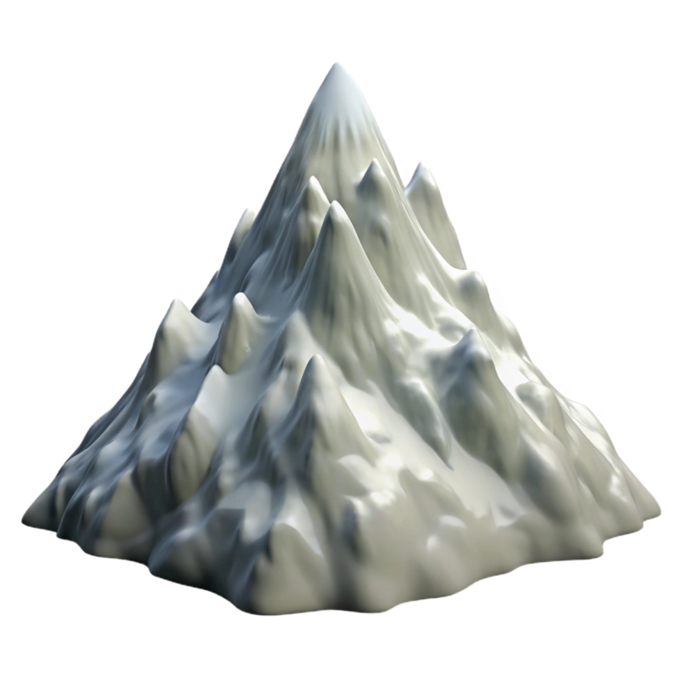 vibrant minimalist Mountain Peak Covered in Snow Isolated Element png