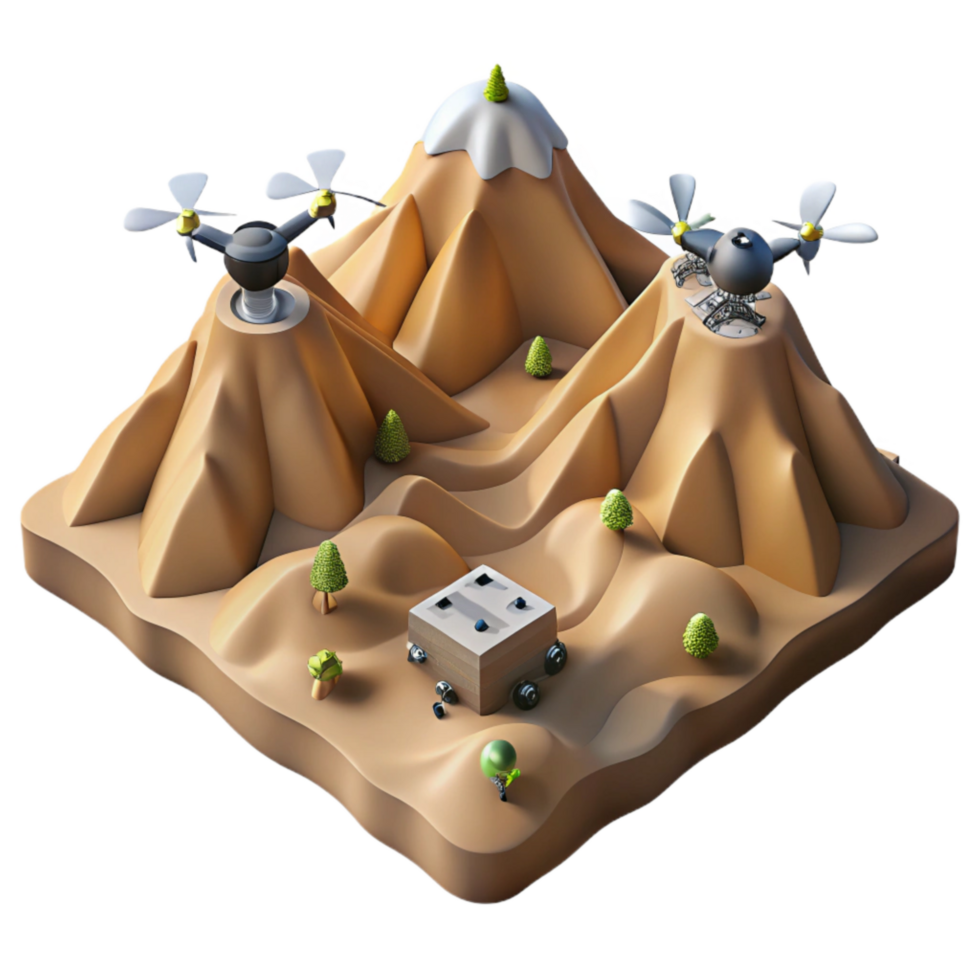 wonderful minimalist Mountainous Terrain Aerial View with Drone authentic png
