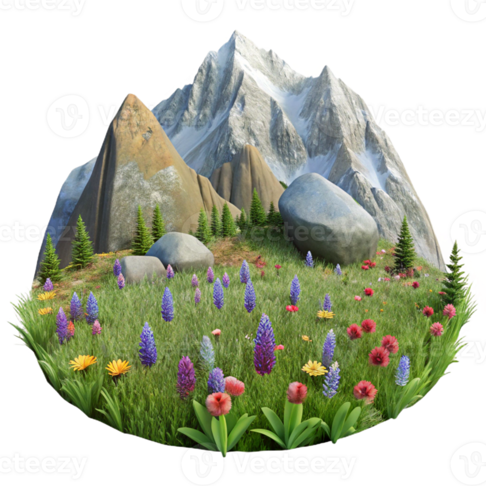 extraordinary classic Mountain Meadow with Wildflowers Transparent Cutout high quality png