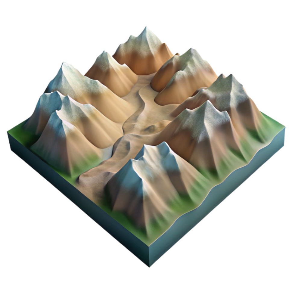 wonderful classic Mountain Range Aerial Survey Oblique View png