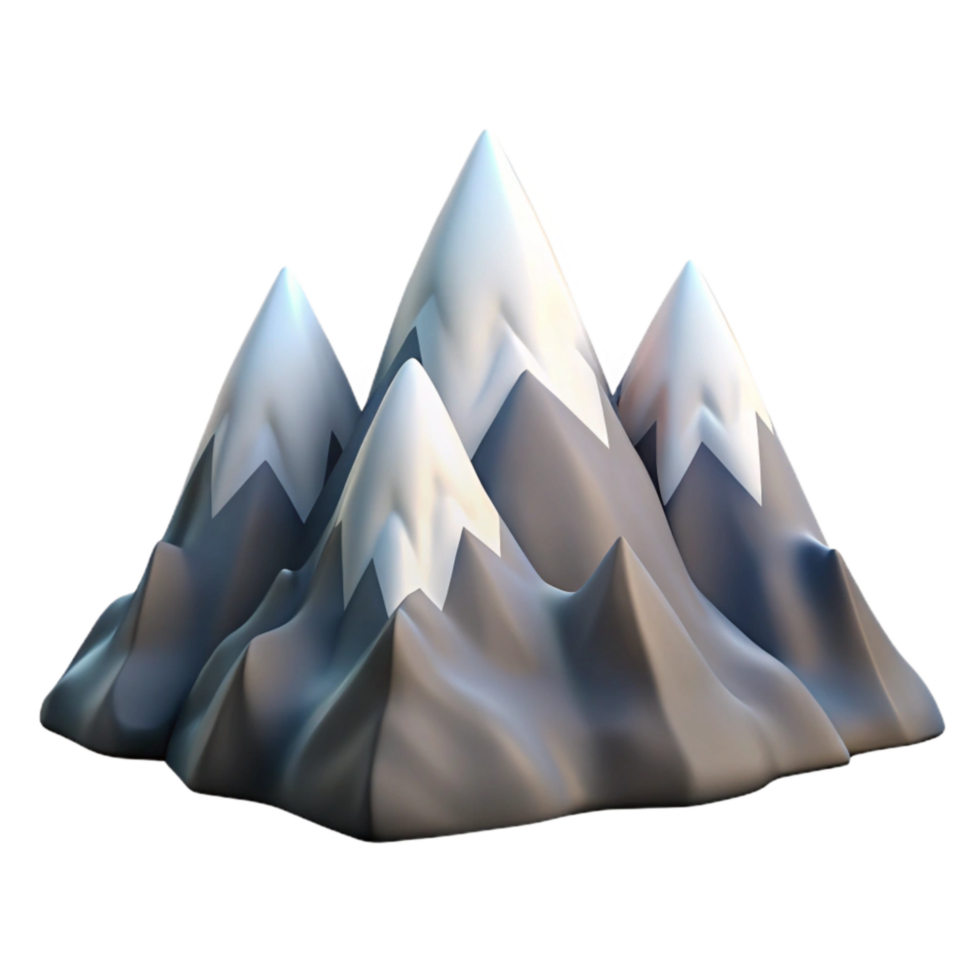 wonderful rustic Mountain Range with Snow-capped Peaks Isolated Element high resolution png