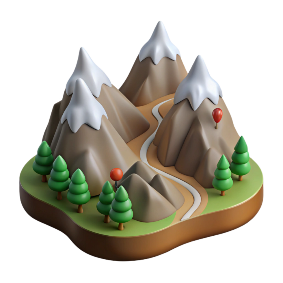 wonderful artistic Mountain Range with Hiking Trail Isolated Element high quality png