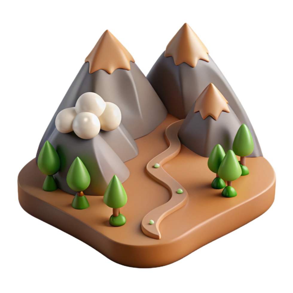 magnificent vintage Mountain Range with Hiking Trail Isolated Element high resolution png