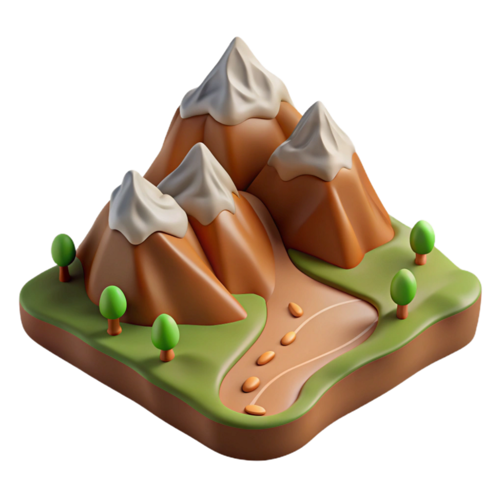 dramatic rustic Mountain Range with Hiking Trail Isolated Element high resolution png