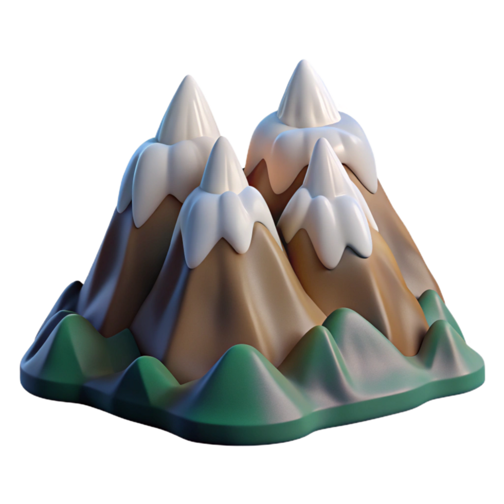 magnificent contemporary Mountain Range with Snow-capped Peaks Isolated Element high resolution png
