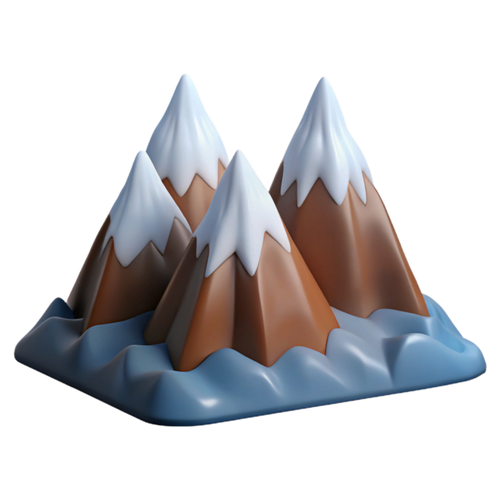 beautiful contemporary Mountain Range with Snow-capped Peaks Isolated Element png
