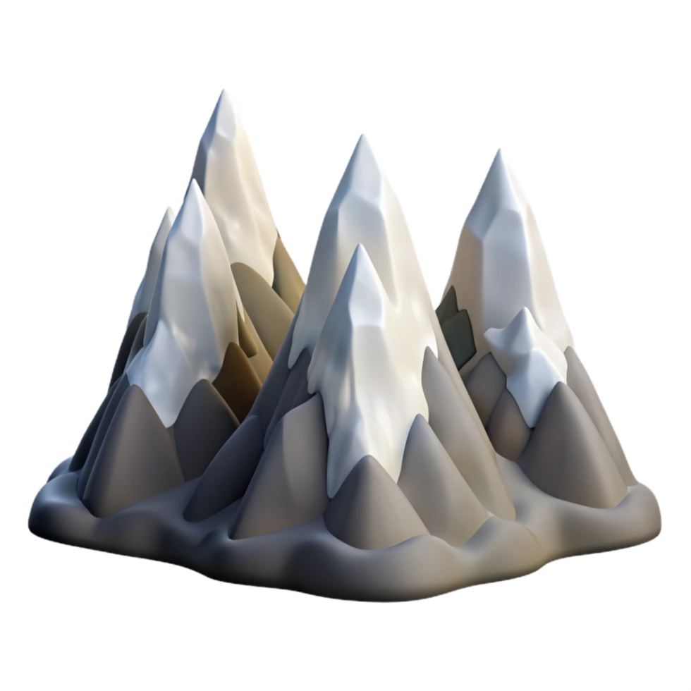 impressive minimalist Mountain Range with Snow-capped Peaks Isolated Element original png