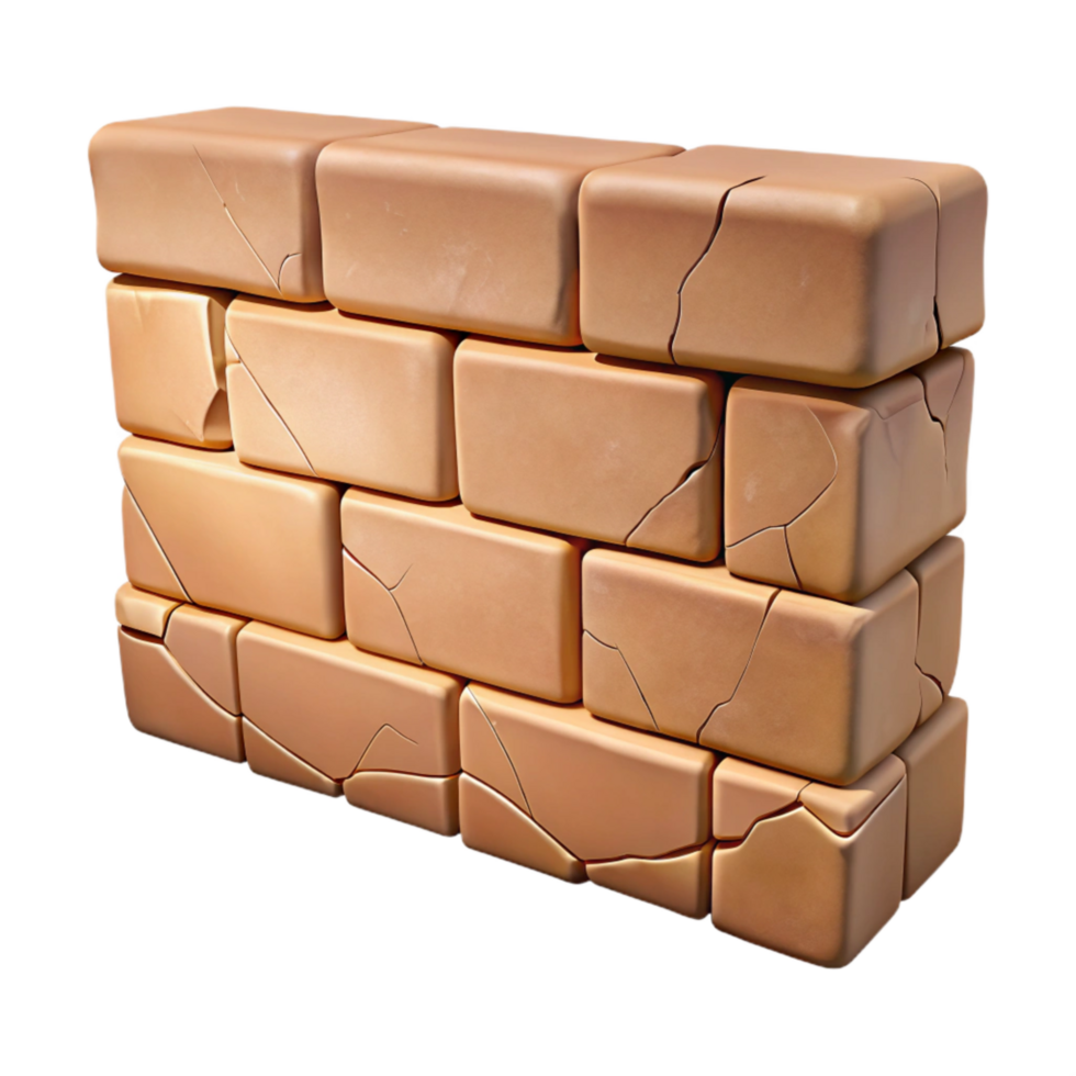 beautiful modern Mud Brick Wall with Cracks Texture Transparent Background high quality png