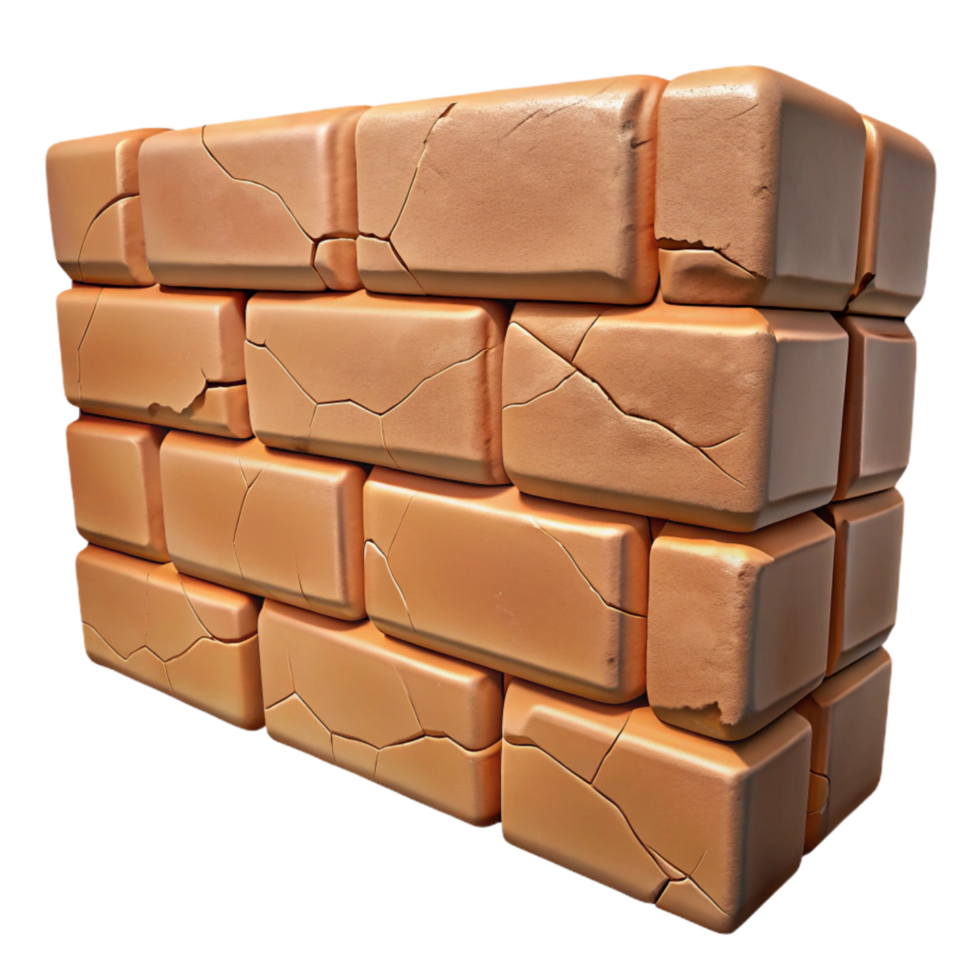 stunning minimalist Mud Brick Wall with Cracks Texture Transparent Background authentic png