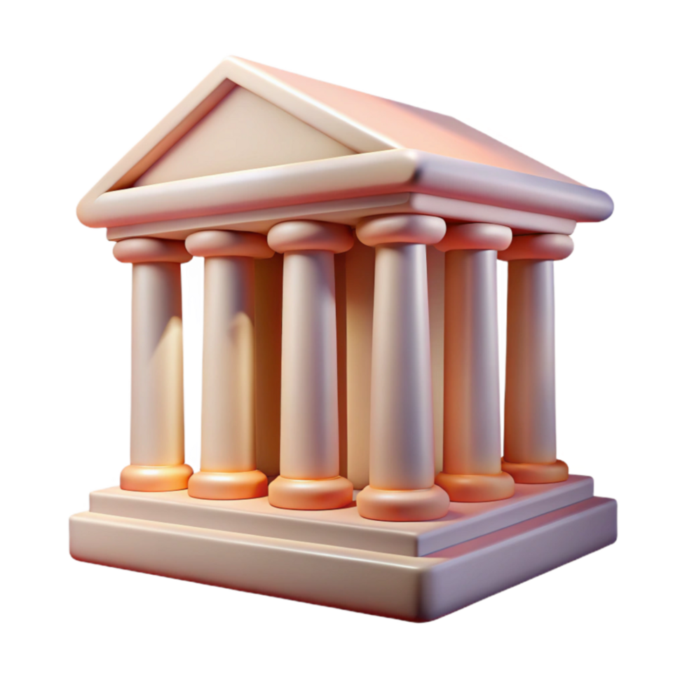 impressive abstract Museum Building with Columns Cutout Element original png