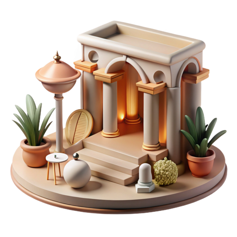 extraordinary minimalist Museum Diorama Realistic Scene Transparent Background detailed png