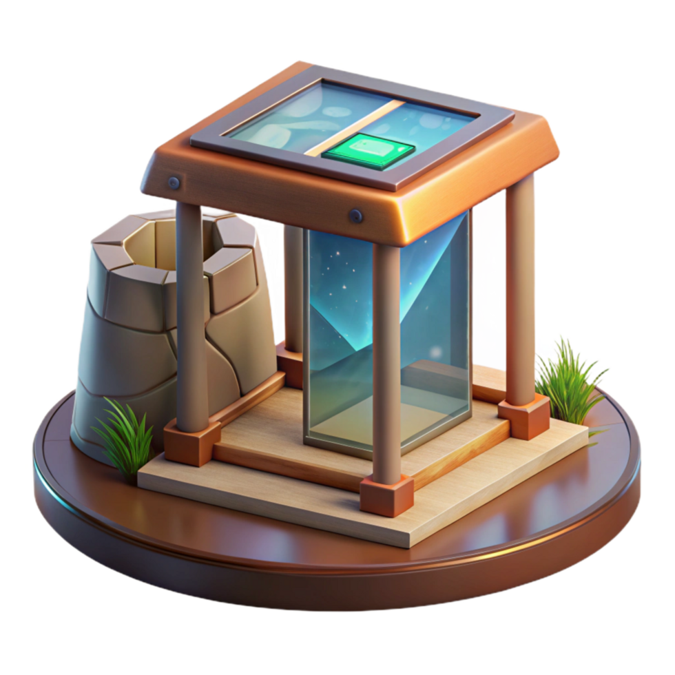 stunning artistic Museum Display Case Interactive Screen Transparent Background png