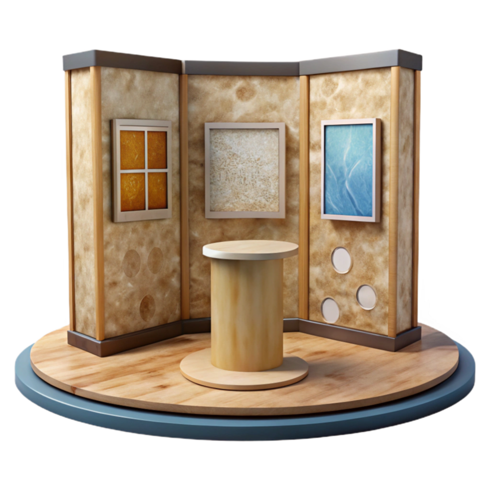 beautiful creative Museum Display Stand Informative Panels Transparent Background professional png