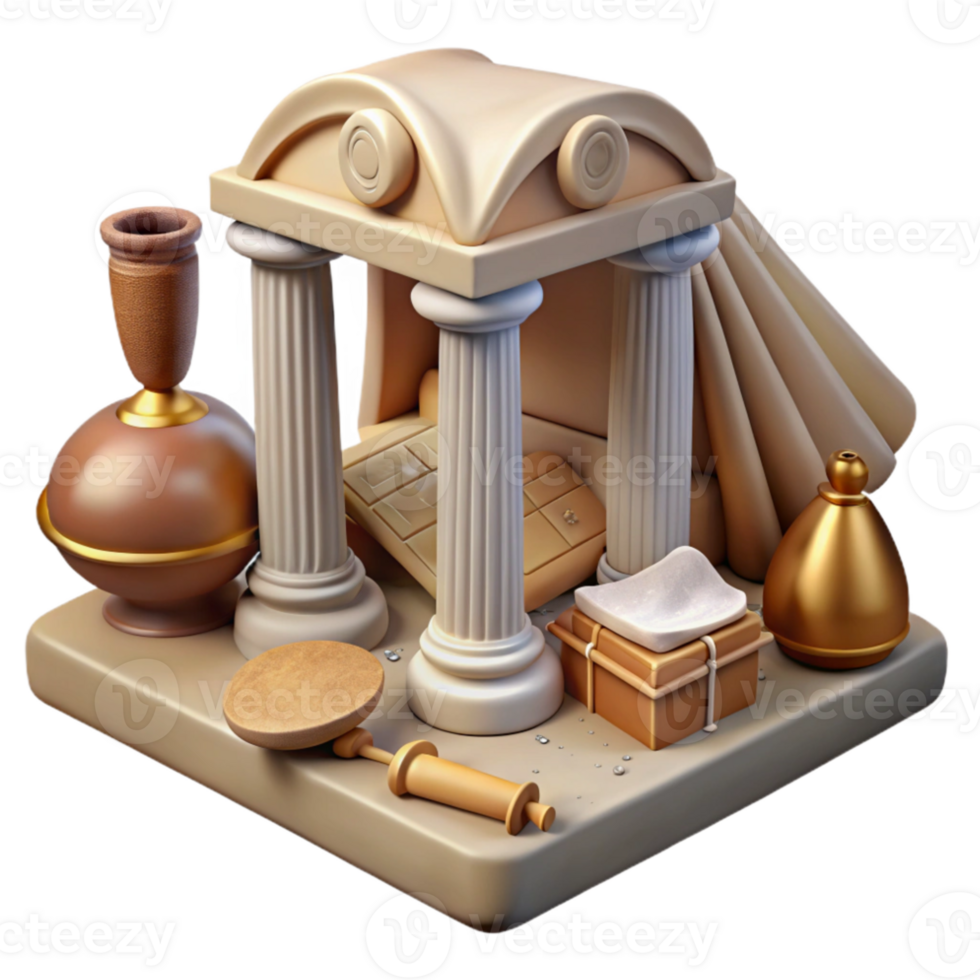 dramatic classic Museum Exhibit Historical Artifacts Isolated Transparent Background professional png