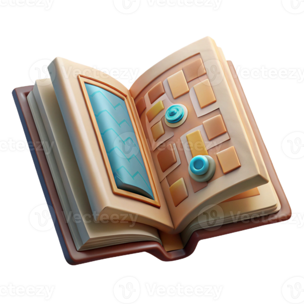 extraordinary vintage Museum Guidebook Open Pages Transparent Background genuine png