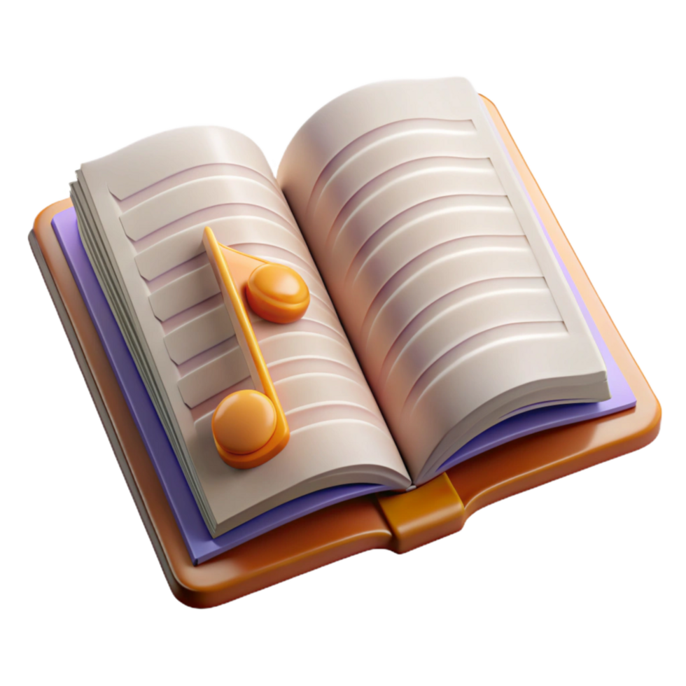 impressive abstract Music Book Open Page Isolated Element Transparent Background high quality png