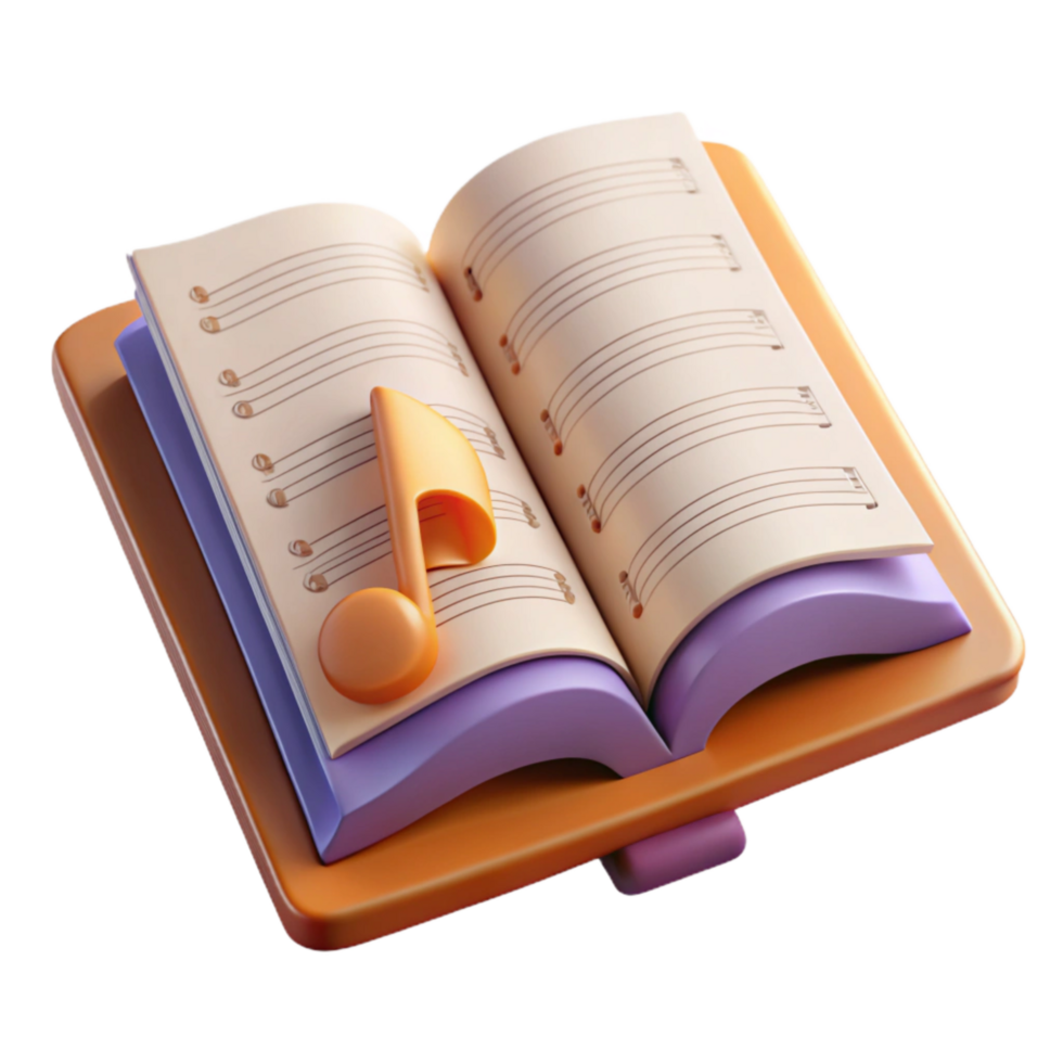 vibrant minimalist Music Book Open Page Isolated Element Transparent Background original png