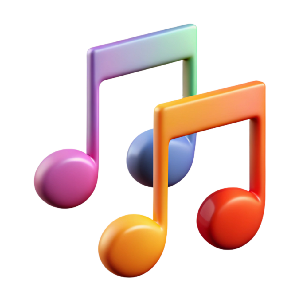 vibrant classic Music Notes Colorful Transparent Background Cutout professional png