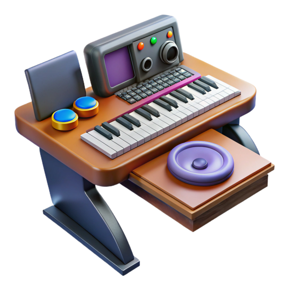 elegant abstract Music Production Desk Setup Top View Transparent professional png