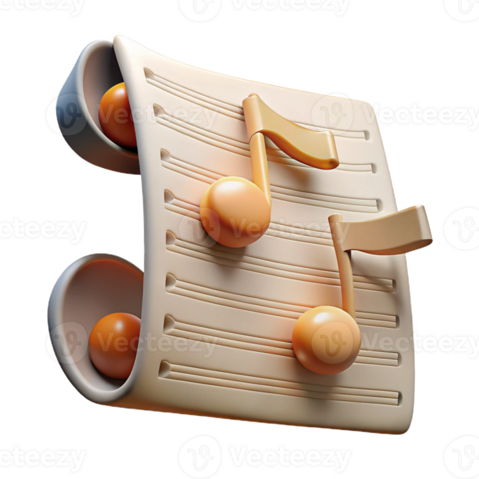 elegant creative Music Score Handwritten Notes Isolated Element Transparent Background exclusive png