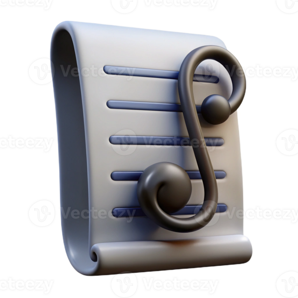 elegant traditional Music Sheet Bass Clef Close Up on Transparent Background professional png