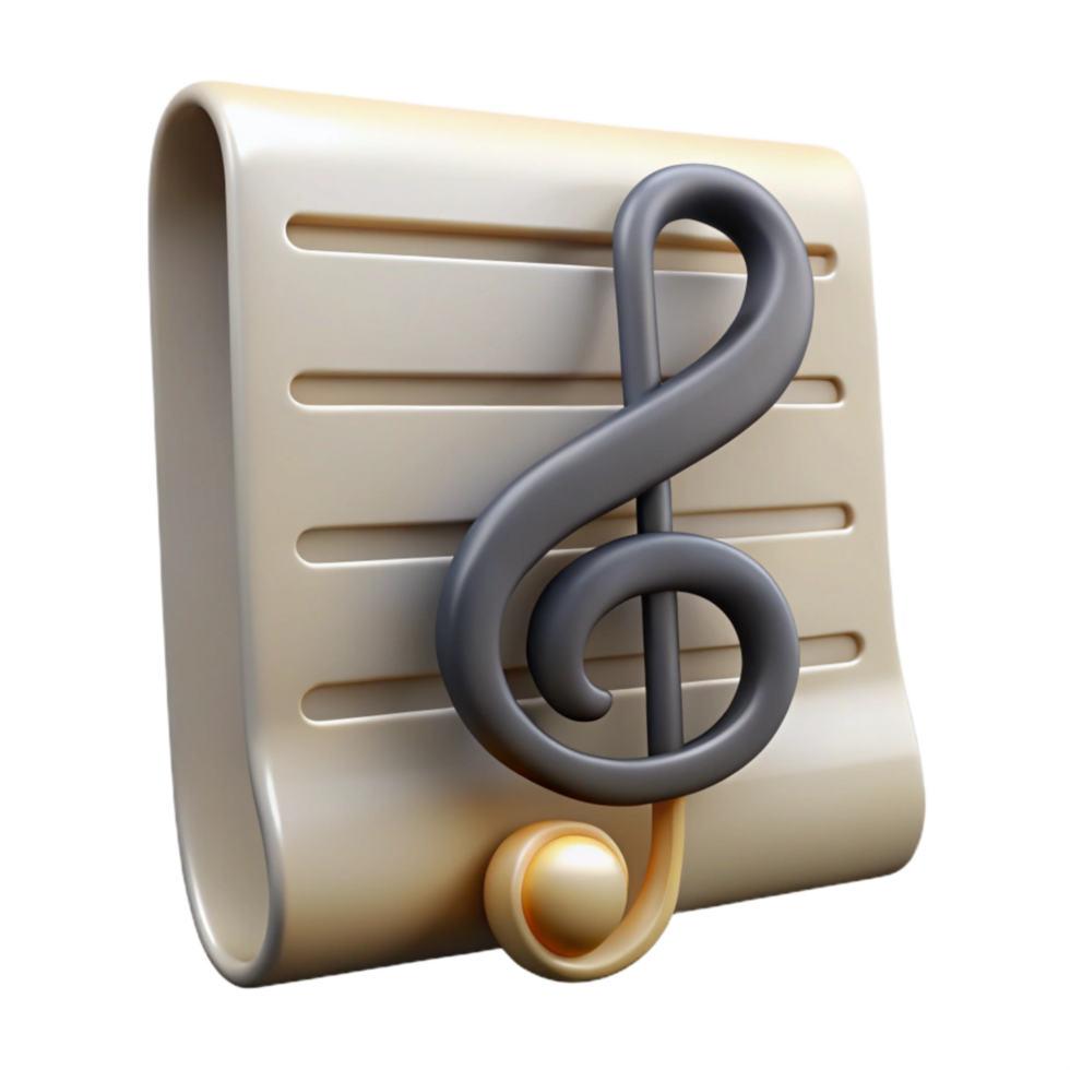 extraordinary creative Music Sheet Treble Clef Close Up on Transparent Background exclusive png