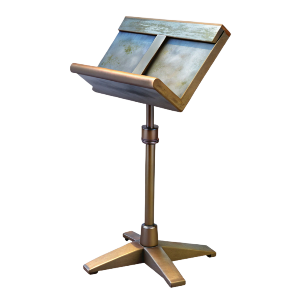 dramatic minimalist Music Stand Adjustable Height with Base Isolated Cutout Transparent Background high quality png