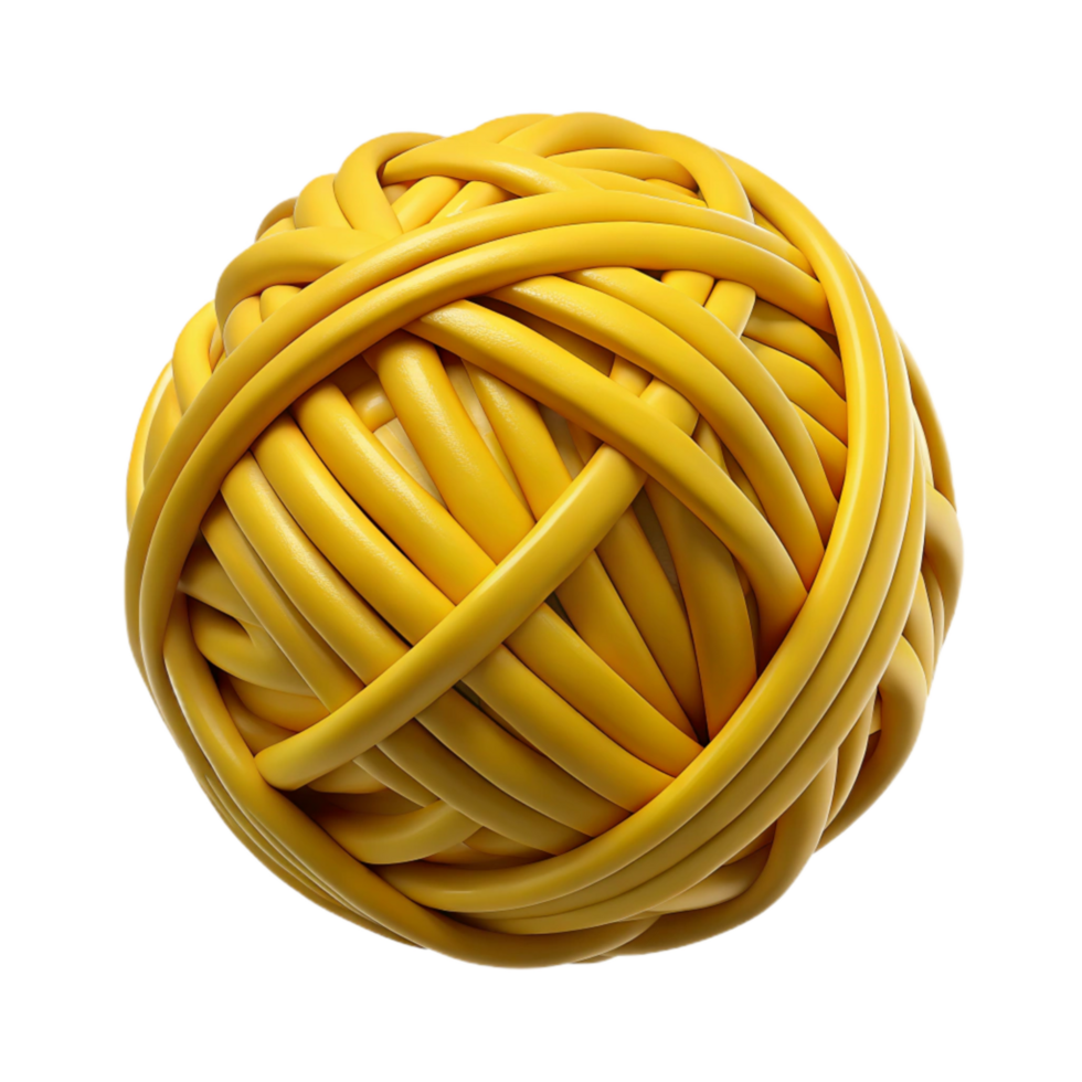 vibrant artistic Mustard Yellow Yarn Ball Isolated Cutout high quality png