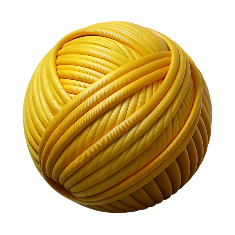 serene modern Mustard Yellow Yarn Ball Isolated Cutout authentic png