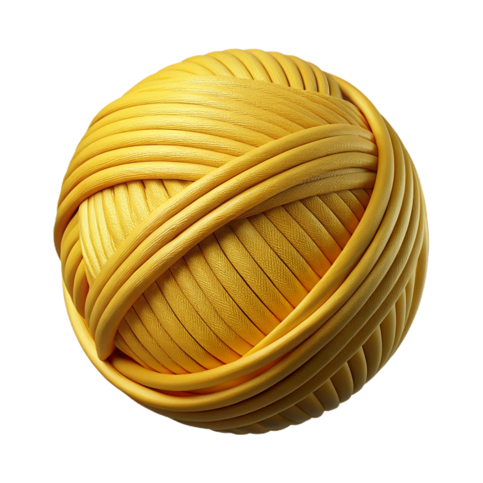 serene modern Mustard Yellow Yarn Ball Isolated Cutout png